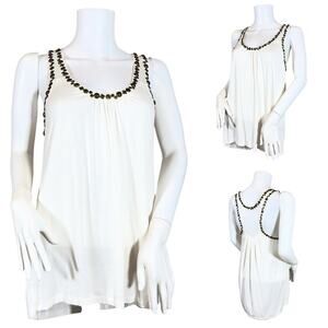 Twenty-One Brand Studded Ivory Lightweight Tank SZ M $49